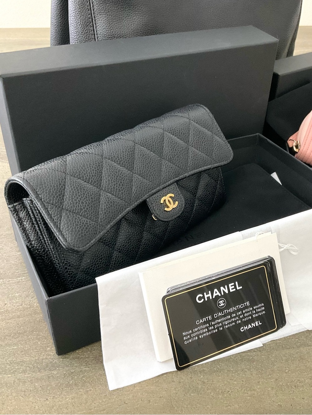 CHANEL BUNDLE Black Leather Tote, Long Flap Wallet, Zip Wallet - Picture 10 of 16